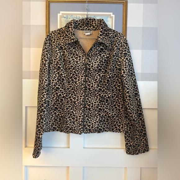 Leopard Vintage Print Zip-Up Jacket Size Large - Picture 2 of 7
